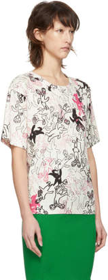 Marni Dance Bunny White and Multicolor Bunny Printed T-Shirt