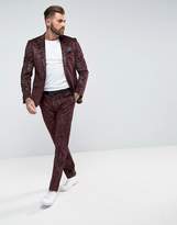 Thumbnail for your product : ASOS Skinny Tuxedo Suit Pants In Burgundy Velvet Paisley