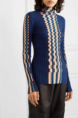 Loewe Ribbed Intarsia Cotton Turtleneck Sweater - Navy