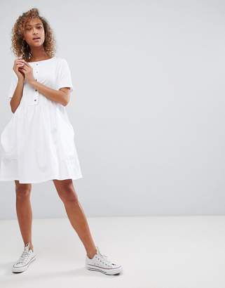 ASOS DESIGN button front smock dress with pockets