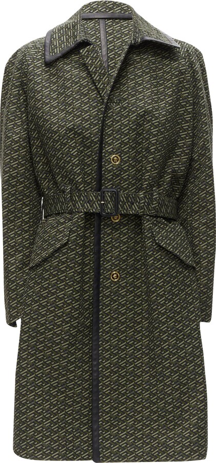 Versace La Greca graphic leather Medusa Mac trench coat