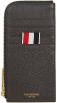 Thumbnail for your product : Thom Browne Grey 4-Bar Blind Emboss Half Zip Around Card Holder