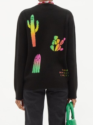The Elder Statesman Magic Cactus Universe Cashmere Sweater - Black Multi