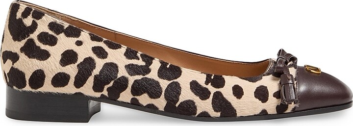Valentino Garavani Women's Valet Du Roi 25MM Ballerinas in Pony-Effect Calfskin - Natural Brown - Size 7