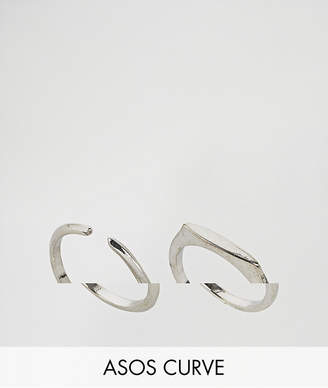 ASOS Curve CURVE Pack of 2 Flat Faced and Smooth Rings