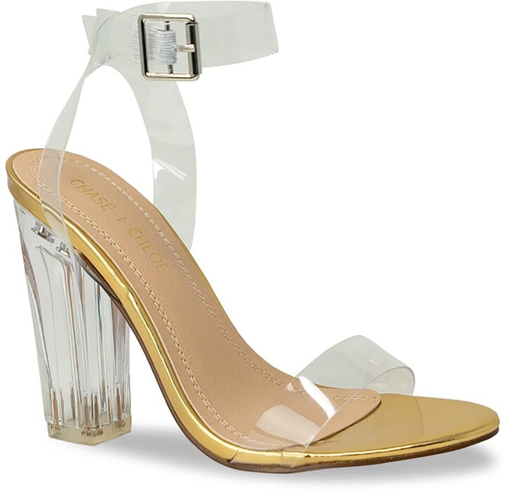 clear block heels 3 inch