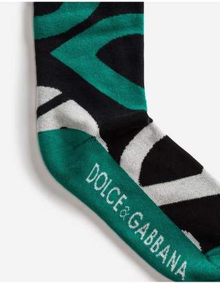 Dolce & Gabbana Cotton Socks With Jacquard Logo