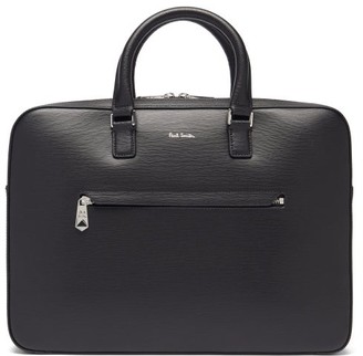 Paul Smith Artist Stripe-trim Textured-leather Briefcase - Black