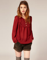 Thumbnail for your product : ASOS Button Front Bib Smock Top