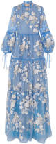 Erdem - Cassandra Ruffled Embroidered Silk-organza Gown - Light blue