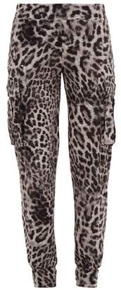 Norma Kamali Leopard-print Jersey Cargo Track Pants - Womens - Grey Print