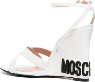 Moschino Logo 90mm Wedge-Heel Sandals