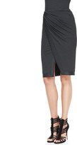 Thumbnail for your product : Donna Karan Leather-Trim Draped Scissor Skirt