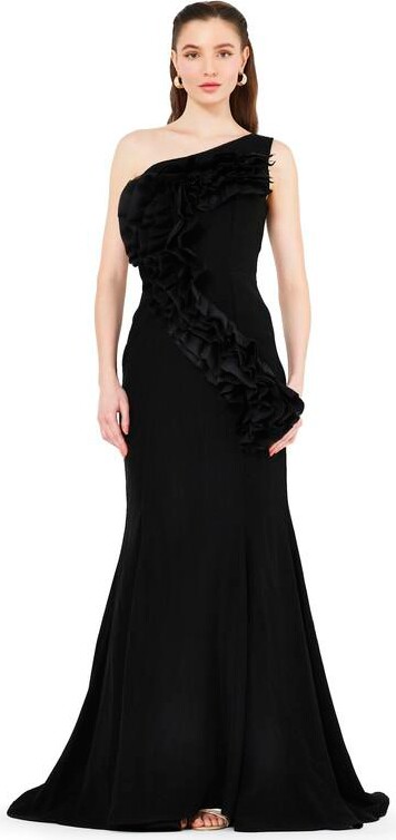 Amiri Women's Organza Ruffle Detail Mermaid Crepe Gown