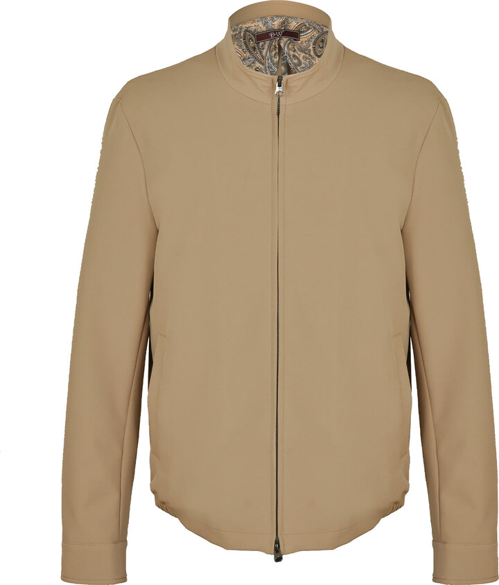David Wej Brown Ashford Relaxed Zip Through Jacket - Beige