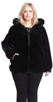 Thumbnail for your product : Gallery Hooded Faux Fur Blouson Jacket (Plus Size)