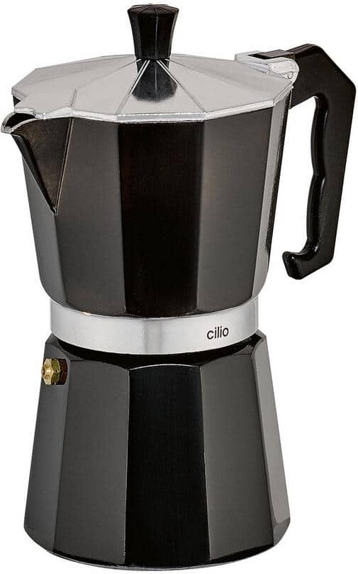 Cilio Classico 15 fl. oz. 6-Cup Black Cast Aluminum Espresso Maker
