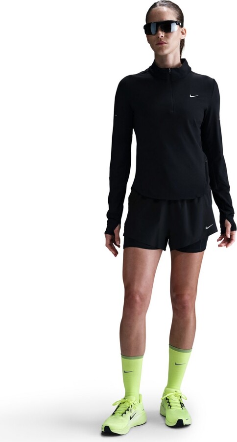 Nike Women's Swift Dri-fit Uv 1/4-Zip Running Top - Black/Reflective Silver