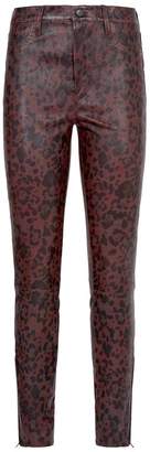 J Brand Leopard Print Skinny Leather Trousers
