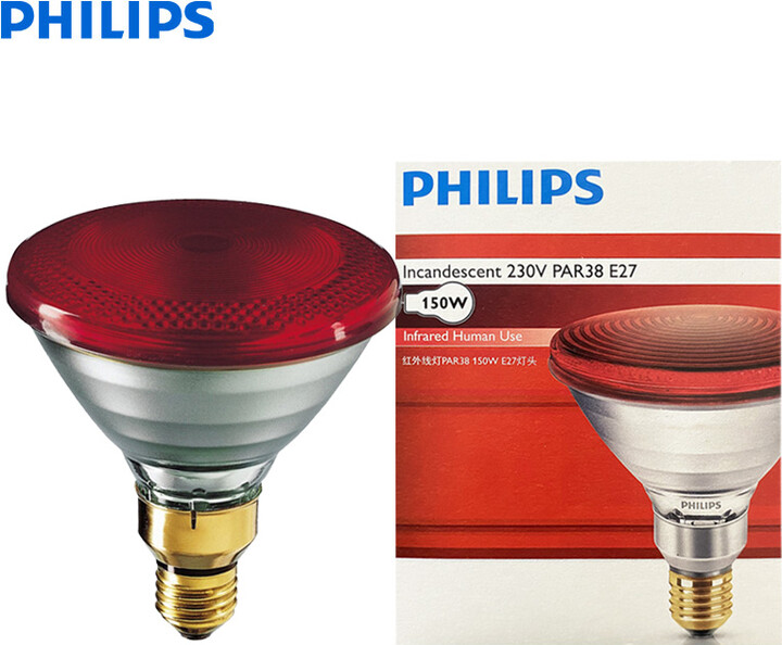 Philips Infrared Lamp PAR38 150W E27 Human Use Red Heat Incandescent Light IR Comfort 230V Bulb For Healthcare & Relax