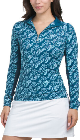 TJMAXX Upf 30 Long Sleeve Quarter Zip Jacket For Women, Nylon/Spandex/Polyester