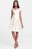 Thumbnail for your product : Lela Rose Gold Leaf Fil Coupe Floral Dress