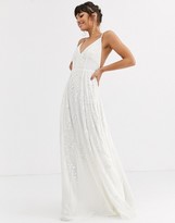 Thumbnail for your product : ASOS DESIGN ASOS EDITION cami wedding dress with sequin and bead embellishment