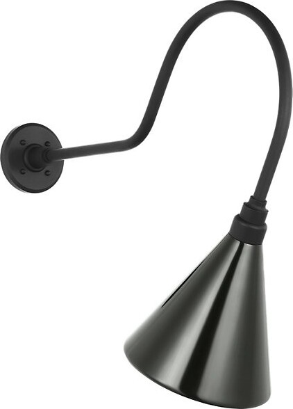 Visual Comfort Signature Academy Outdoor Angled Savannah Conical Shade Wall Sconce in Black, Size: 9 "
