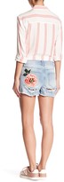 Thumbnail for your product : Love, Fire Love, Distressed Stud Embroidered Patch Denim Short
