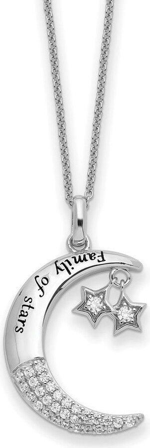 Diamond2Deal Sterling Silver Cubic Zirconia Antiqued Family Of Stars Necklace