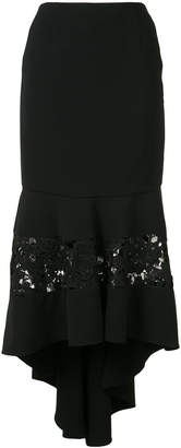 Christian Siriano fitted lace panel skirt
