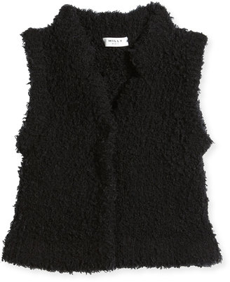 Milly Minis Faux Fur Cashmere-Blend Vest, Black, Size 4-7