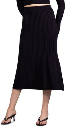 Third Form Flare Out Knit Midi Skirt Black