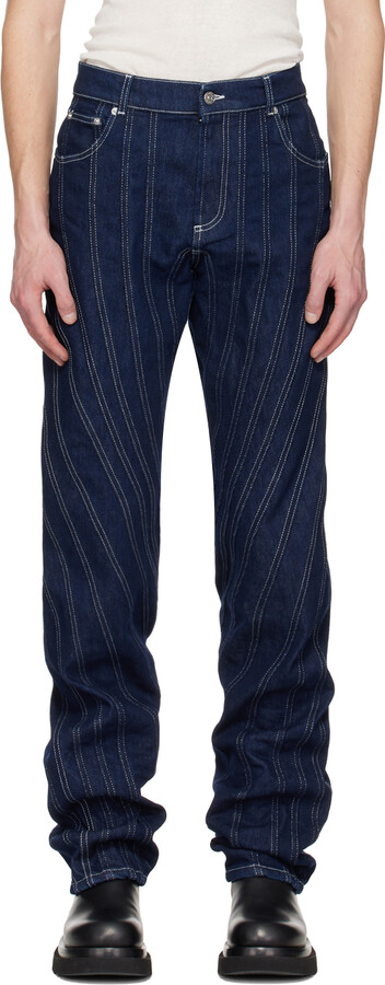 Thierry Mugler Blue Spiral Demin Jeans - ShopStyle