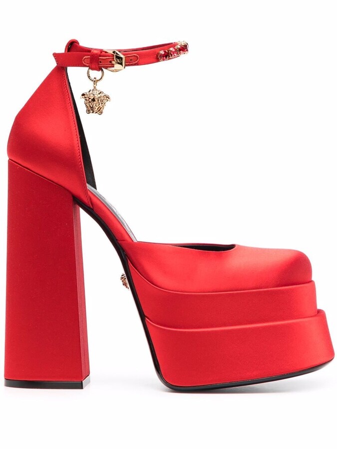 red high platform shoes