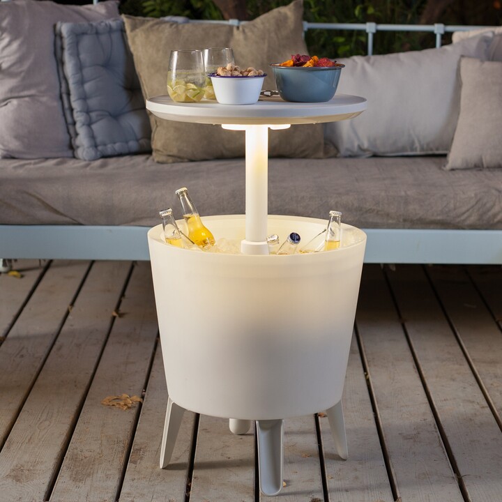 Dunelm Keter Cool Bar Ice Bucket Table with Lights Cream ShopStyle Decor