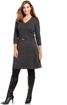 Thumbnail for your product : Jones New York Signature Plus Size Belted Sweater Dress