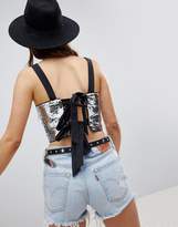 Thumbnail for your product : ASOS Design Sequin Crop with Bow Back