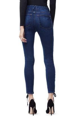 Ga Sale Good Waist Crop Front Lace Up Jeans - Blue157