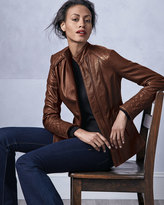 Thumbnail for your product : Neiman Marcus Quilted-Back Stand-Collar Leather Moto Jacket