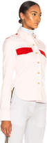 Thumbnail for your product : Calvin Klein Wool Twill Colorblocked Shirt in Pale Pink & Crimson | FWRD