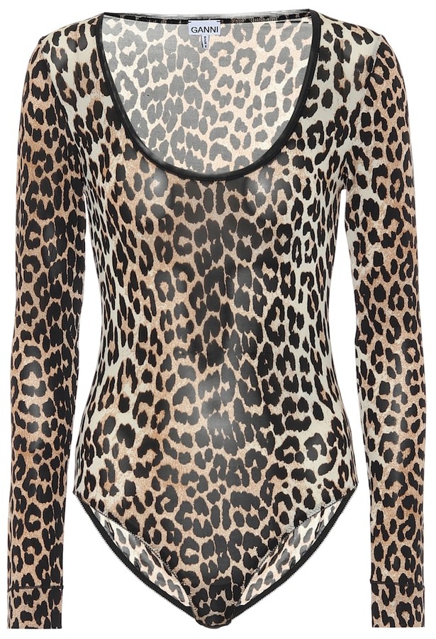 Ganni Leopard-print bodysuit - ShopStyle Tops