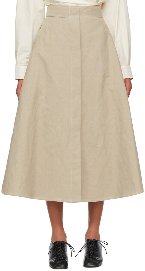 Lemaire Beige Linen Trench Skirt - ShopStyle Coats
