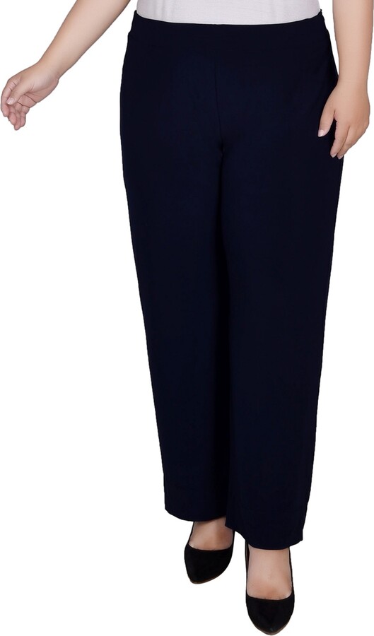NY Collection Plus Size Pull-On Wide-Leg Pants