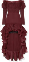 Giambattista Valli - Off-the-shoulder Ruffled Silk-georgette Dress - Burgundy