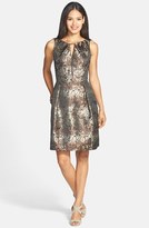 Thumbnail for your product : Donna Ricco Bar Neck Metallic Jacquard Fit & Flare Dress