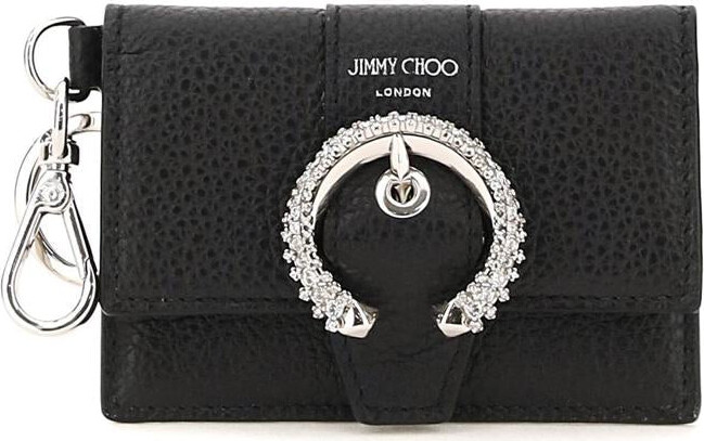 Jimmy Choo flap cardholder with crystal buckle - ShopStyle