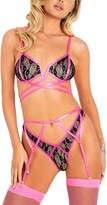 Thumbnail for your product : Roma Confidential Strappy Underwire Bra, Garter Belt & Thong Set