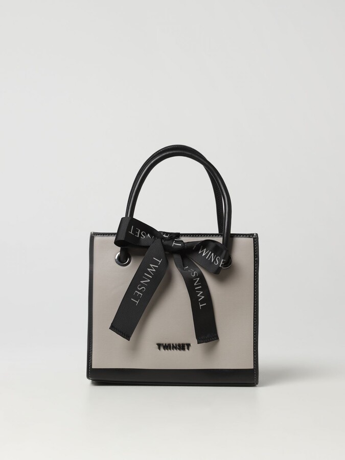 Twin-Set Twinset synthetic nappa leather bag in with logo - ShopStyle