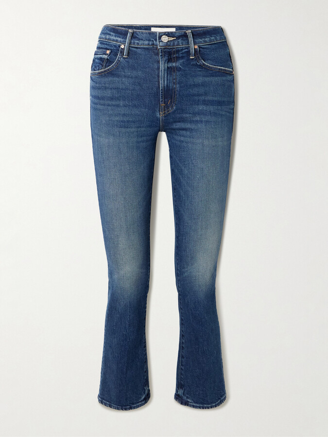 Mother - The Insider Cropped High-rise Flared Jeans - Blue